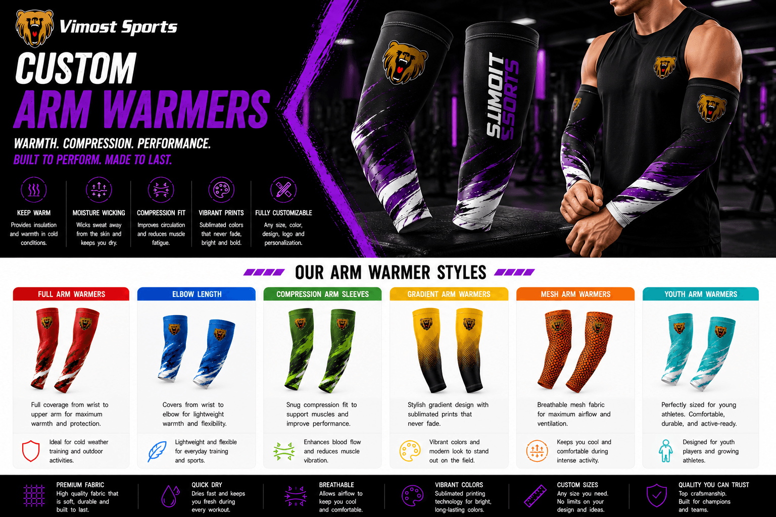 Custom Contrast Arm Warmer 14 Custom Contrast Arm Warmer product design for custom team orders