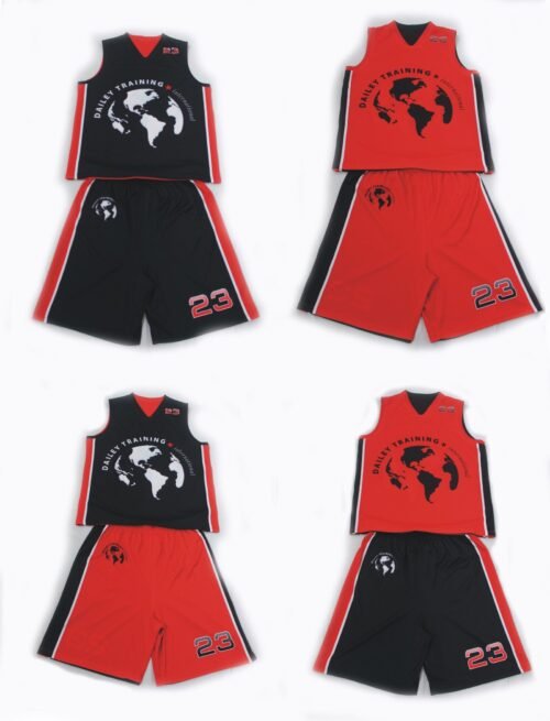 Custom Black Red Basketball Set product design for custom team orders