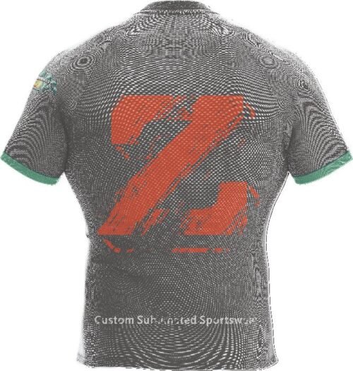 Black Red Brushstroke Rugby Jersey back view