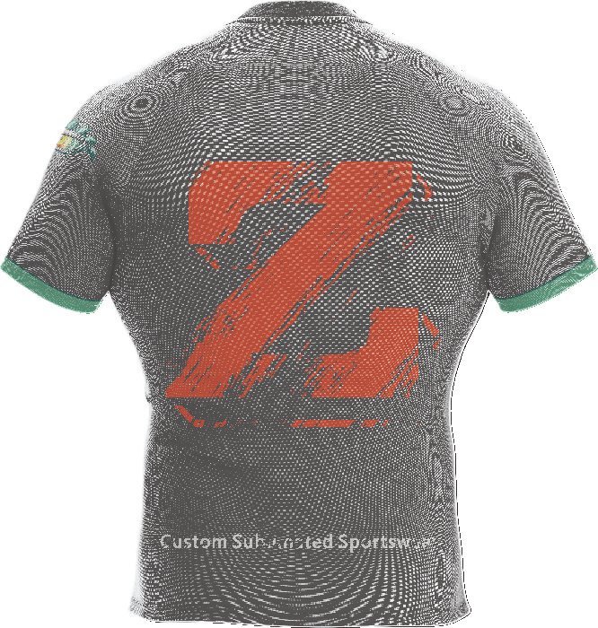 Black Red Brushstroke Rugby Jersey 15 Black Red Brushstroke Rugby Jersey back view