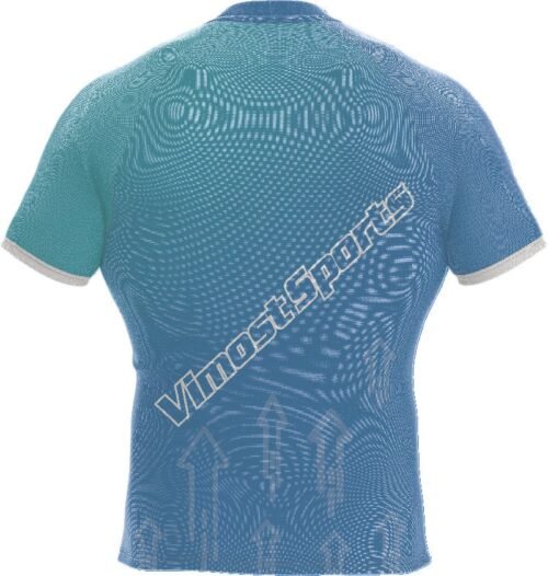 Teal Blue Contour Rugby Jersey back view