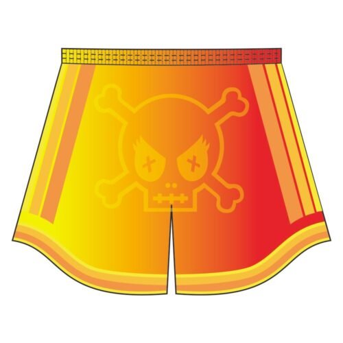 Orange Yellow Skull Rugby Shorts 15 Orange Yellow Skull Rugby Shorts front view