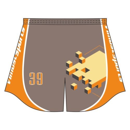 Orange Grey Geometric Rugby Shorts 7 Orange Grey Geometric Rugby Shorts front view