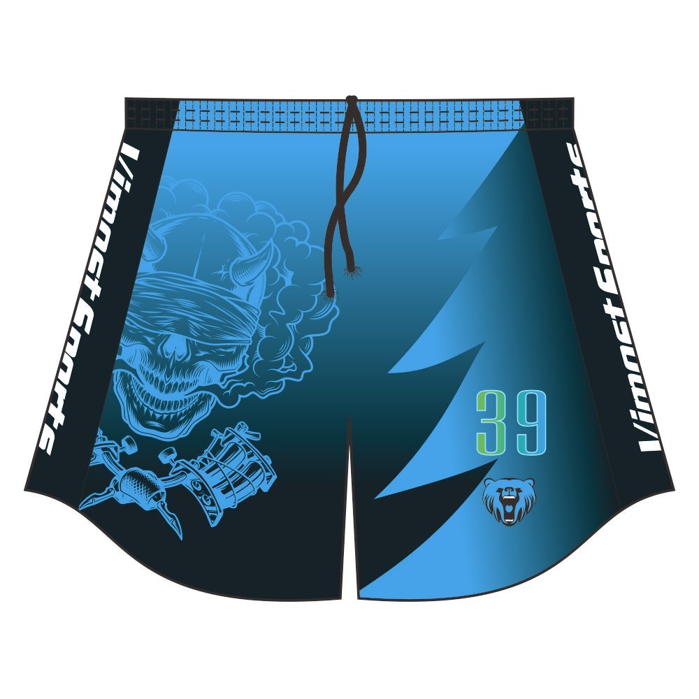 Blue Black Dragon Rugby Shorts 15 Blue Black Dragon Rugby Shorts front view