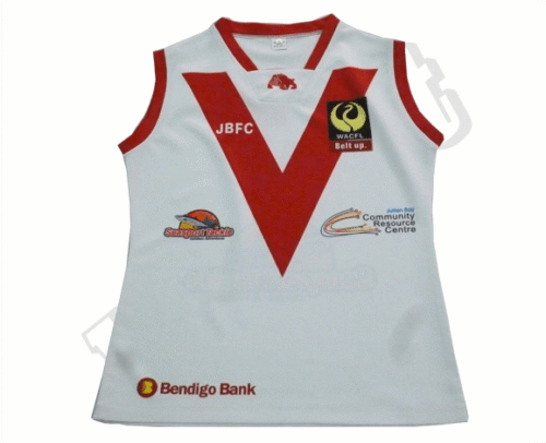 Silver and Red afl jumper with contrast panel styling