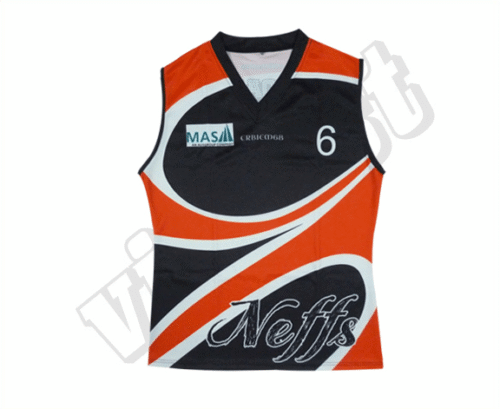 Black and Red afl jumper with contrast panel styling