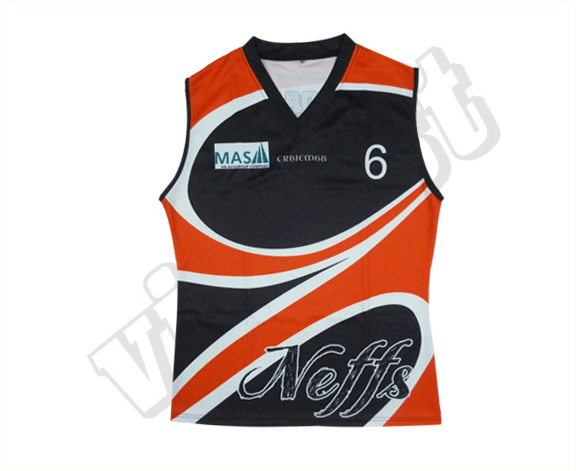 Black and Red AFL Jumper with Contrast Panel and Angular Styling 17 Black and Red afl jumper with contrast panel styling