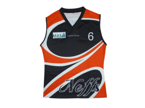 Black and Red afl jumper with abstract graphic styling
