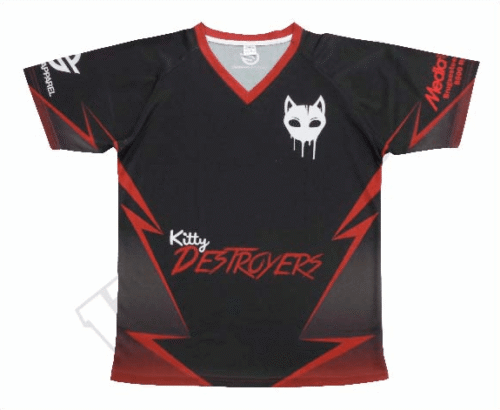 Black and Burgundy esports jersey with contrast panel styling