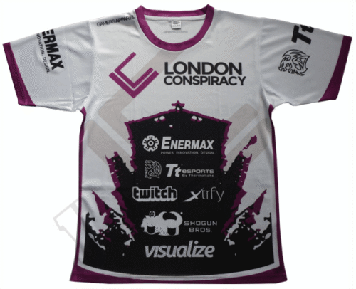 Silver and Black esports jersey with contrast panel styling