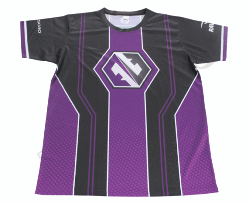 Charcoal and Purple esports jersey with contrast panel styling