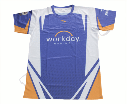 Royal Blue and Purple esports jersey with contrast panel styling