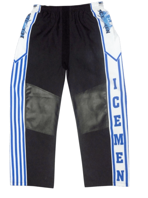 Custom Black Blue White Side Stripe Ice Hockey Pants product view