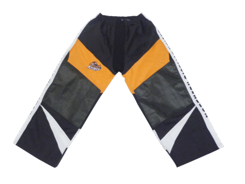 Custom Black Gold Silver Panel Ice Hockey Pants product view