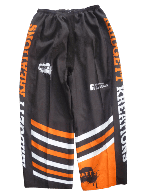 Custom Black Orange Stripe Ice Hockey Pants product view