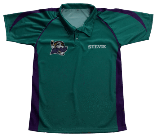Custom Teal Purple Ice Hockey Team Polo Shirt product view