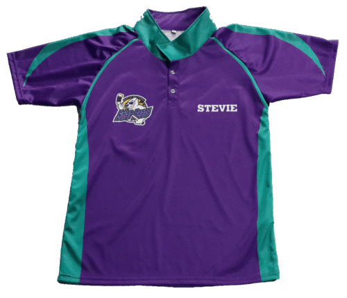 Custom Purple Teal Ice Hockey Team Polo Shirt product view