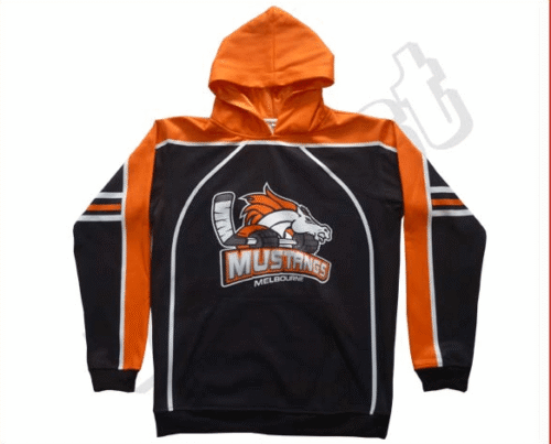 Black and Orange team hoodie with contrast panel styling