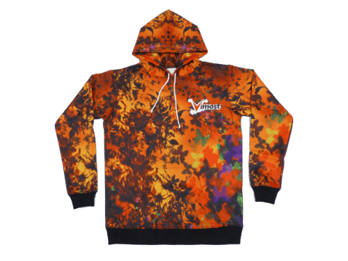 Brown and Burgundy team hoodie with abstract graphic styling