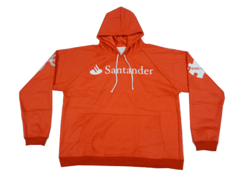 Red and Orange team hoodie with contrast panel styling