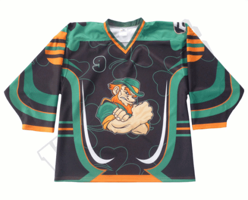 Custom Green Orange Retro Ice Hockey Jersey product view