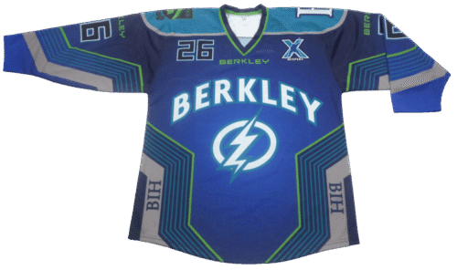 Custom Blue Green Lightning Ice Hockey Jersey product view