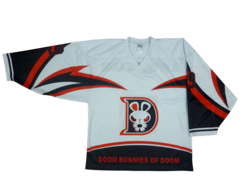 Custom White Red Angular Ice Hockey Jersey product view