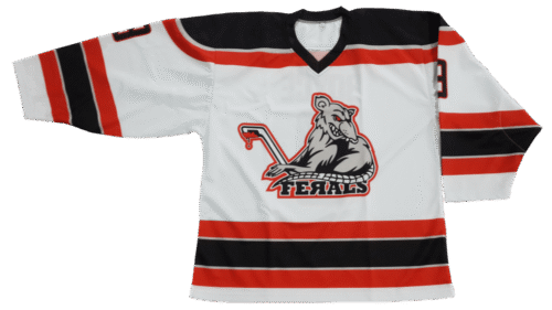 Custom White Black Red Stripe Ice Hockey Jersey product view