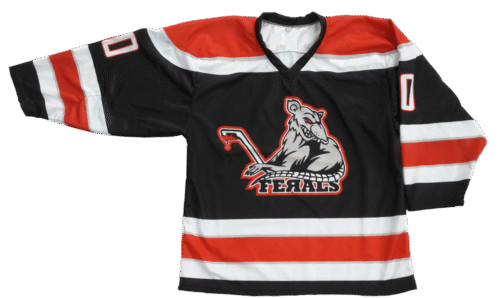 Custom Black Red Classic Stripe Ice Hockey Jersey product view