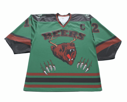 Custom Green Grey Vintage Ice Hockey Jersey product view