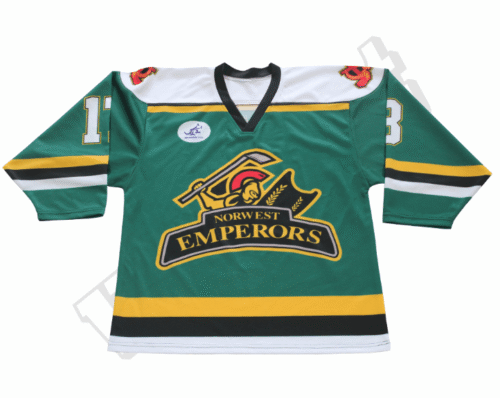 Custom Green Gold Crest Ice Hockey Jersey product view