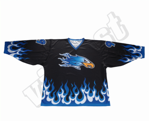 Custom Black Blue Flame Ice Hockey Jersey product view
