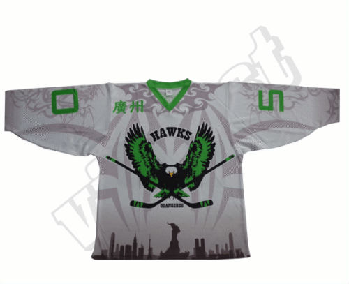 Custom White Green City Graphic Ice Hockey Jersey product view