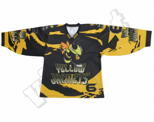 Custom Black Gold Angular Ice Hockey Jersey product view