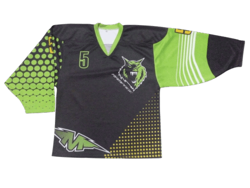 Custom Black Lime Dot Panel Ice Hockey Jersey product view