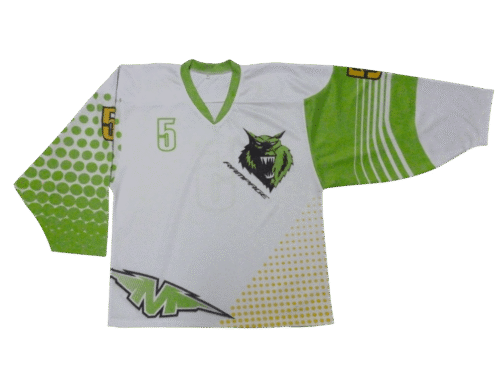 Custom White Lime Geometric Ice Hockey Jersey product view