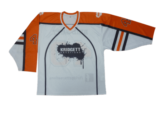 Custom White Orange Black Ice Hockey Jersey product view
