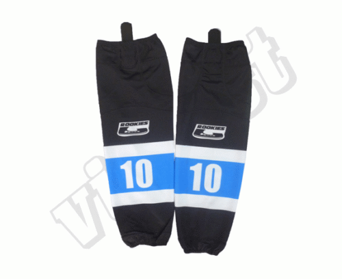 Custom Black Blue Numbered Ice Hockey Socks product view