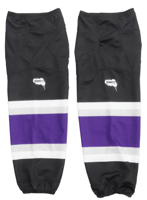Custom Black Purple White Ice Hockey Socks 10 Custom Black Purple White Ice Hockey Socks product view