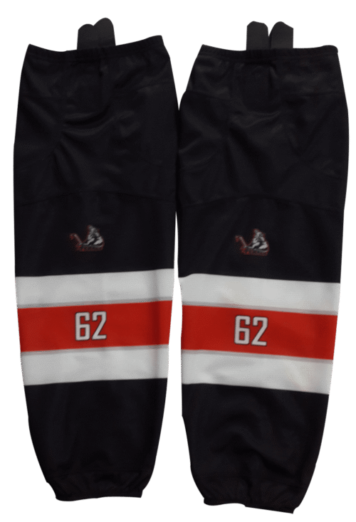 Custom Black Red Numbered Ice Hockey Socks 6 Custom Black Red Numbered Ice Hockey Socks product view