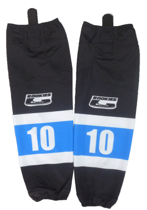Custom Black Blue Stripe Ice Hockey Socks product view