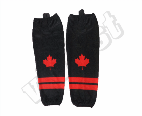 Custom Black Red Maple Ice Hockey Socks 14 Custom Black Red Maple Ice Hockey Socks product view