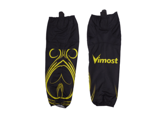 Custom Black Gold Swirl Ice Hockey Socks product view
