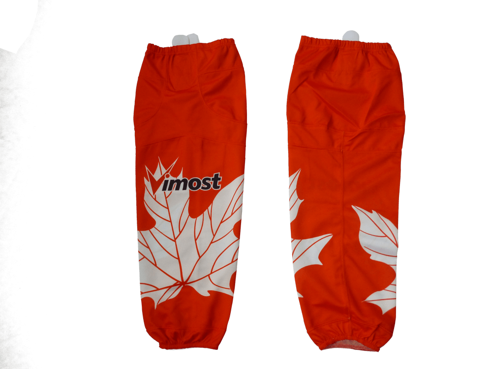 Custom Red White Maple Ice Hockey Socks 15 Custom Red White Maple Ice Hockey Socks product view