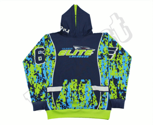 Navy and Lime Lacrosse Team Hoodie with Contrast Panel and Geometric Styling 10 Navy and Lime lacrosse team hoodie with contrast panel styling