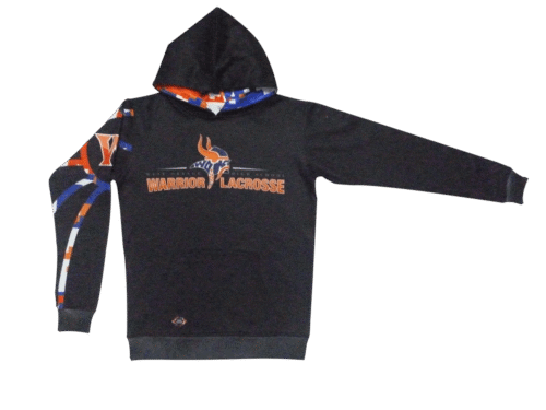 Black and Navy lacrosse team hoodie with clean panel styling