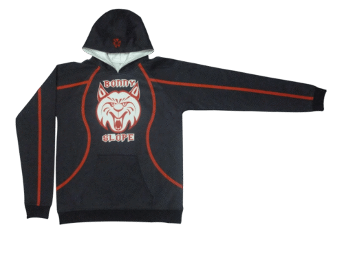 Black and Burgundy lacrosse team hoodie with clean panel styling