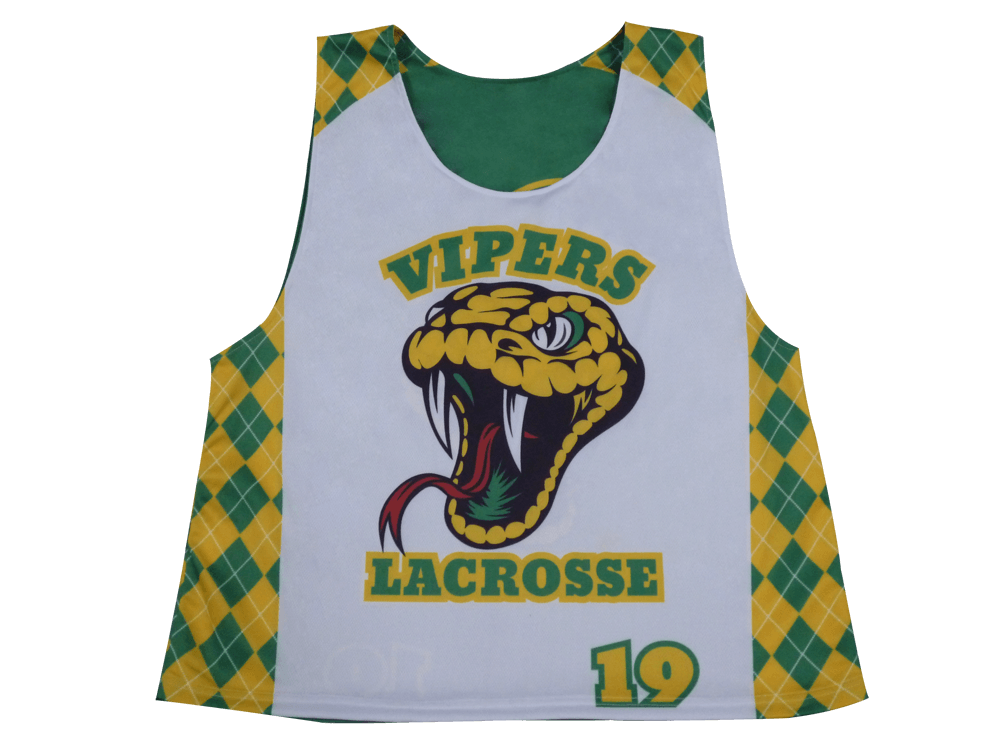 Silver and Sky Blue Lacrosse Reversible Pinnie with Contrast Panel and Performance Styling 6 Custom Pulse Lacrosse Reversible Pinnie product view