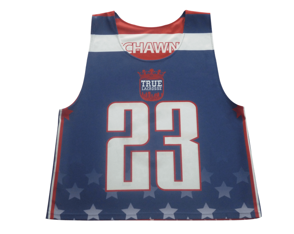 Silver and Burgundy Lacrosse Reversible Pinnie with Contrast Panel and Contour Styling 5 Custom Gradient Lacrosse Reversible Pinnie product view