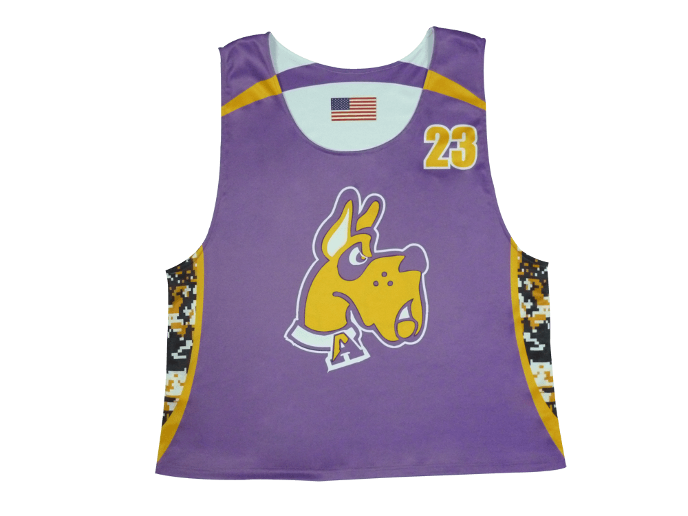 Charcoal and Brown Lacrosse Reversible Pinnie with Abstract Graphic and Angular Styling 6 Custom Motion Lacrosse Reversible Pinnie product view